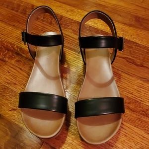 Black strappy flat sandals